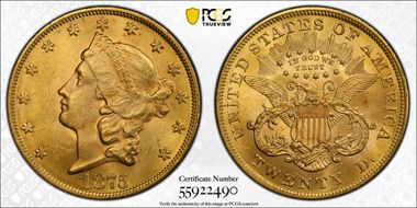 1875 $20 MS63+