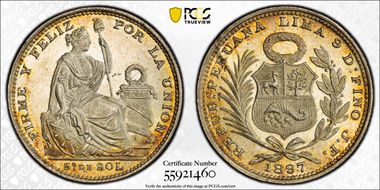 1897 JF 1/5 Sol MS63