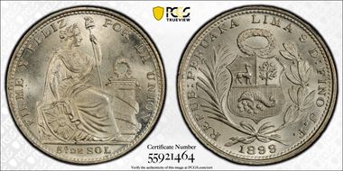 1899-JF JR 1/5 Sol MS65