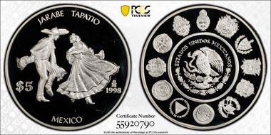 1998-Mo 5 Peso Jarabe Tapatio PR68DCAM