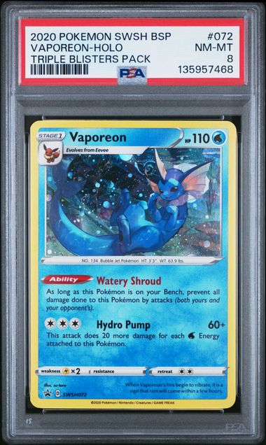2020 Pokemon Black Star Promo Holo #072 Vaporeon front