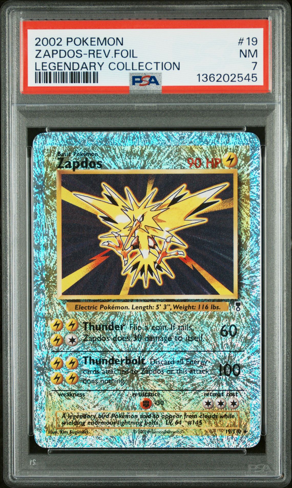 2002 Pokemon POKEMON LEGENDARY COLLECTION #19 Zapdos-Rev.Foil front
