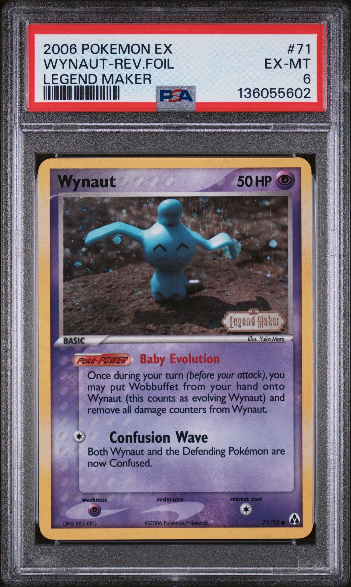 2006 Pokemon POKEMON EX LEGEND MAKER #71 Wynaut-Rev.Foil front