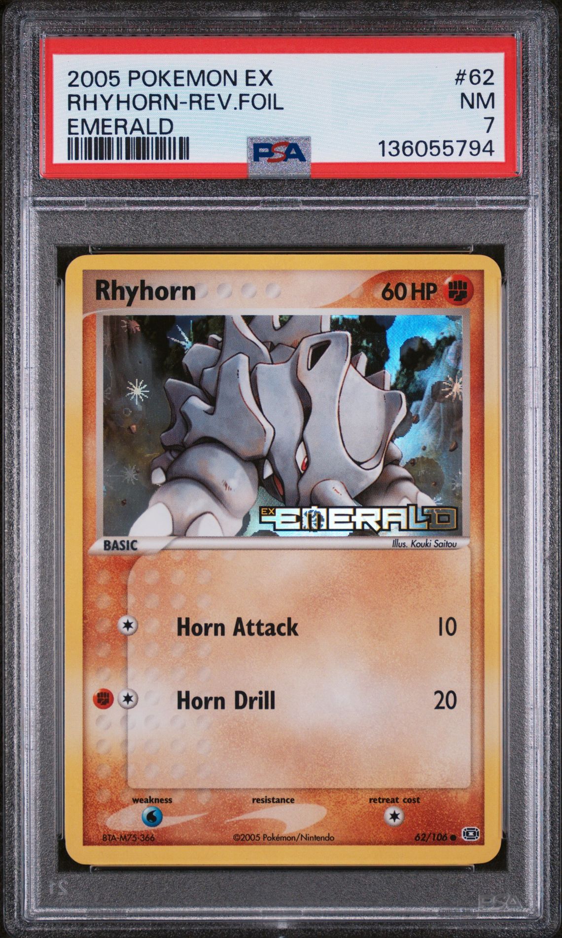 2005 Pokemon POKEMON EX EMERALD #62 Rhyhorn-Rev.Foil front