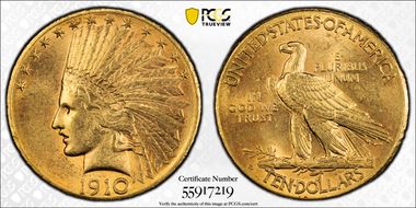 1910-D $10 MS62