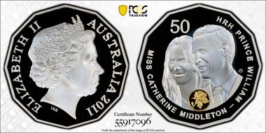 2011 50C Royal Wedding Ag Selective Gilt PR70DCAM