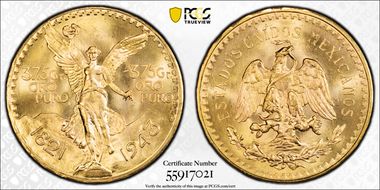 1943 (50 P) KM-482  Au MS66