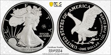 2025-W $1 Silver Eagle w/ Laser Privy PR69DCAM