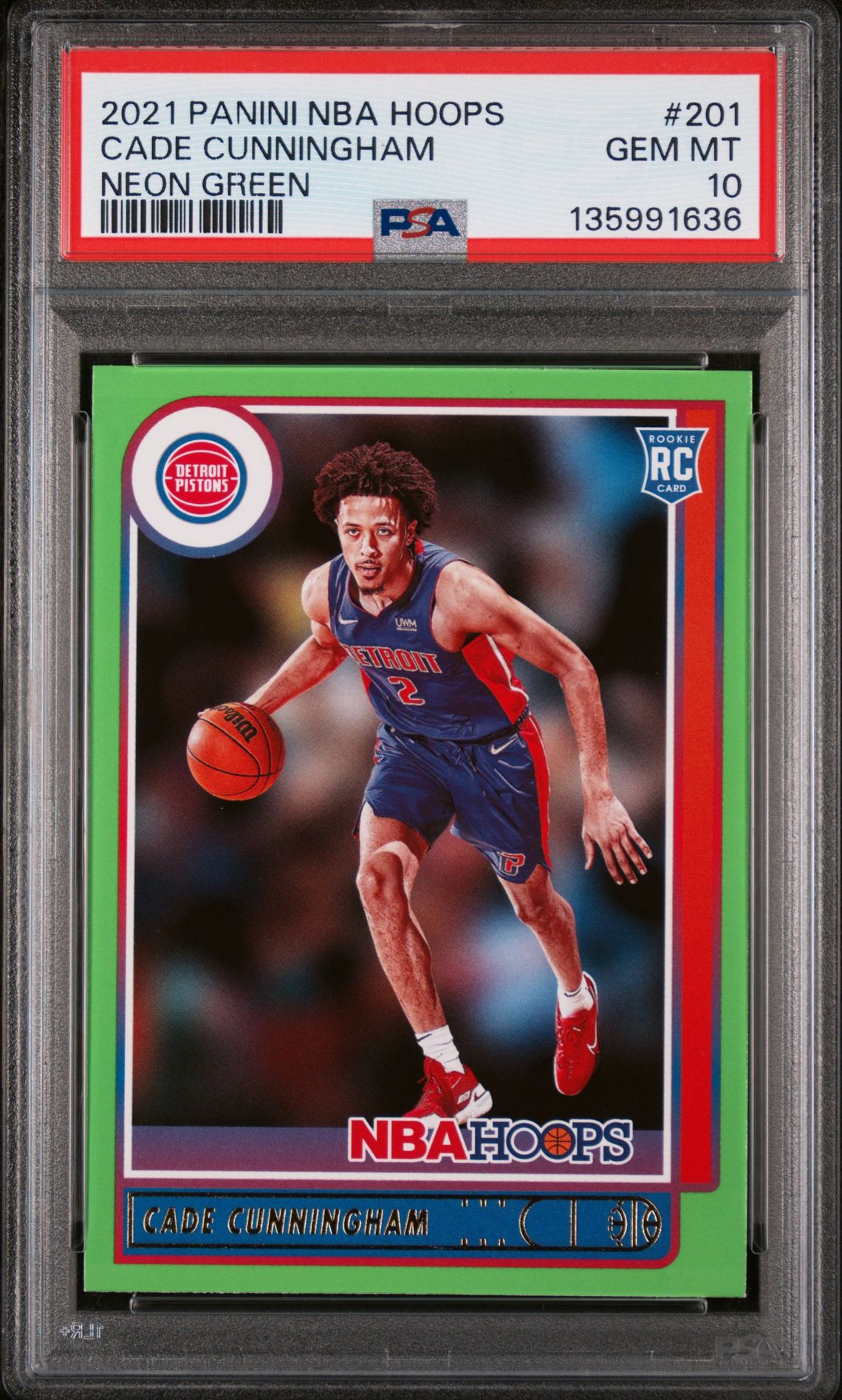 2021 Panini PANINI NBA HOOPS NEON GREEN #201 Cade Cunningham front