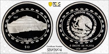 1997-Mo 10 Peso Piramide del Sol PR69DCAM
