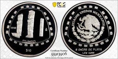 1998-Mo 10 Peso Atlantes KM-634  Ag PR69DCAM