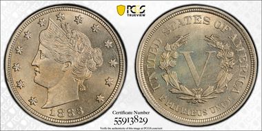 1883 5C No CENTS MS66
