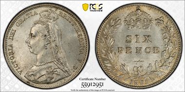 1891 6D S-3929 MS63