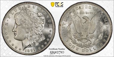 1891-CC $1 MS64+ 