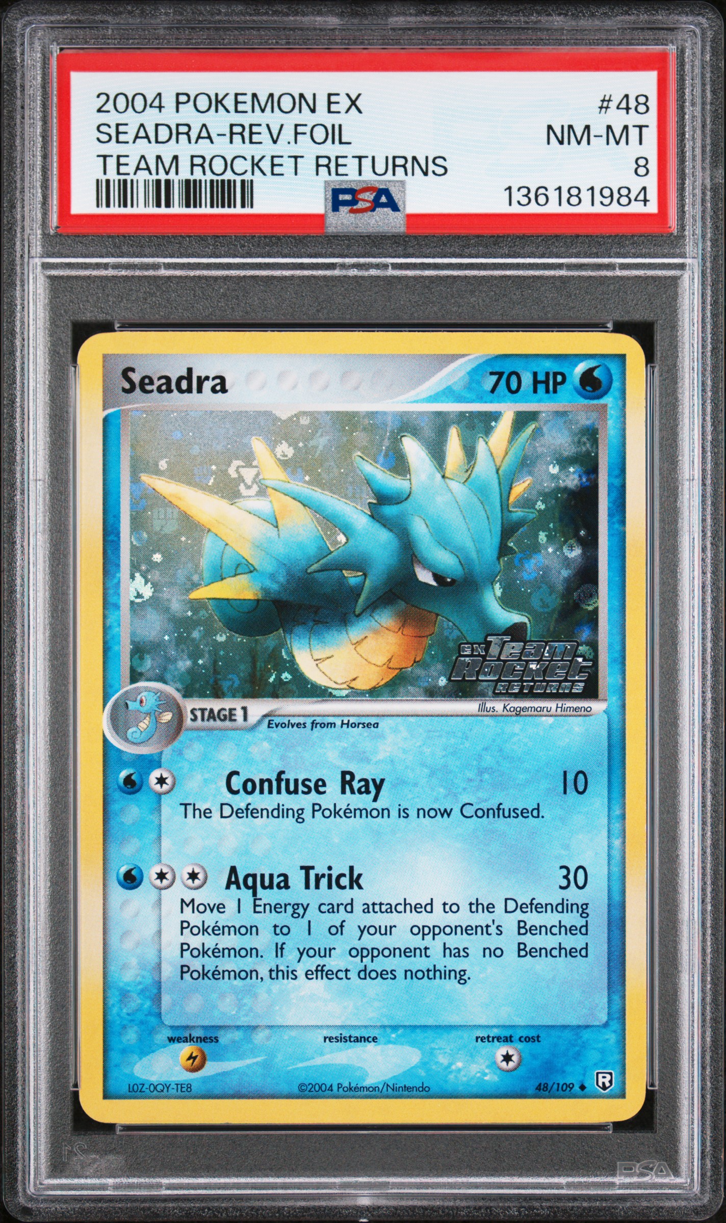 2004 #48 Seadra-Reverse Foil PSA 8 EX Team Rocket Returns Pokemon