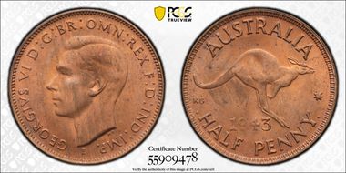 1943-I 1/2D MS64RB