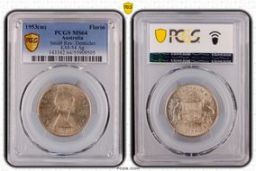 1953(m) Florin Small Rev. Denticles KM-54  Ag MS64