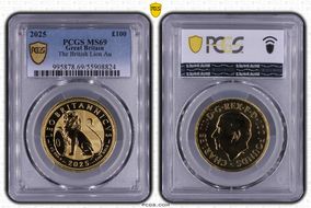 2025 £100 The British Lion Au MS69