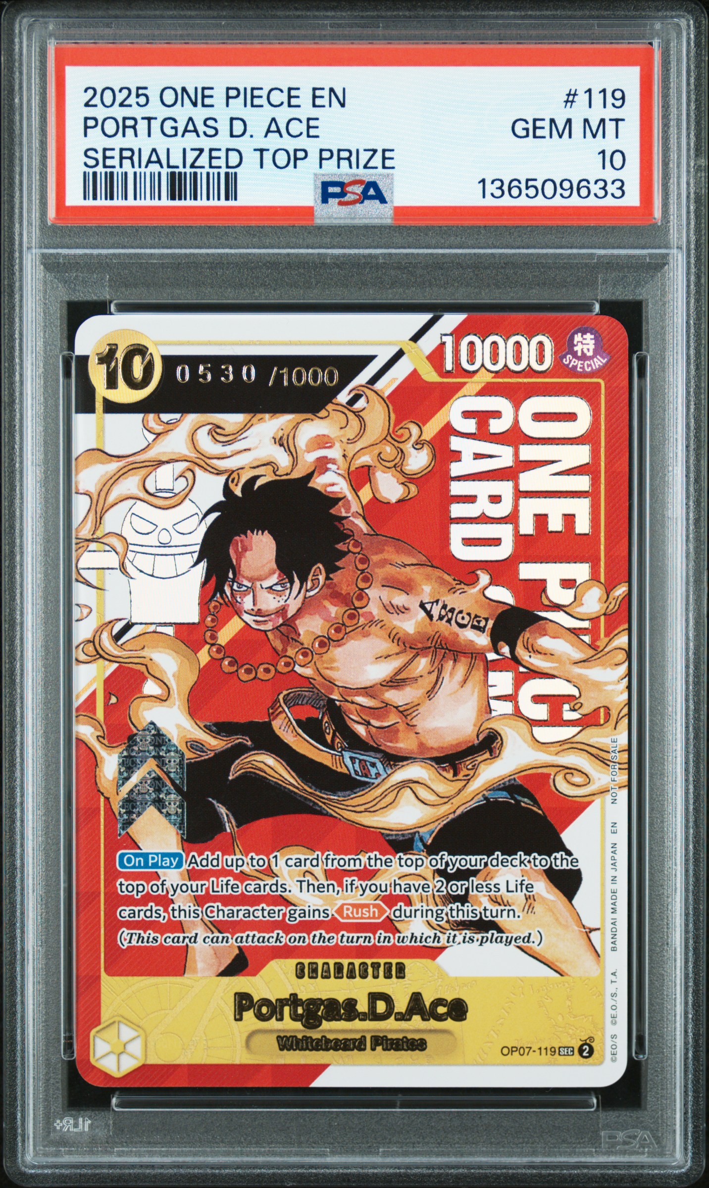 J1234J's 2025 One Piece Promos Portgas D. Ace Serialized Top Prize