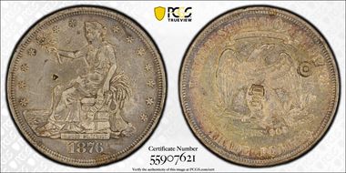 1876 T$1 TDV-16, Type I/II, Recut Finger Chopmarked N1