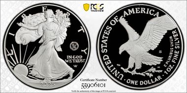 2025-S $1 Silver Eagle w/ U.S. Navy Privy 250th Anniversary First Strike PR70DCAM