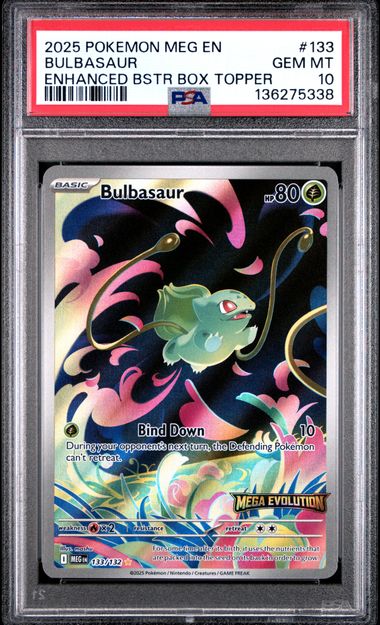 2025 Pokemon Meg En Enhanced Bstr Box Topper ENHANCED BSTR BOX TOPPER #133 Bulbasaur front