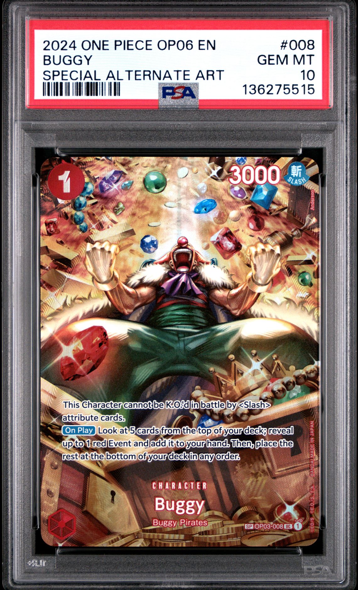 2024 One Piece ONE PIECE OP06-WINGS OF THE CAPTAIN SPECIAL ALTERNATE ART #008 Buggy front