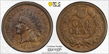 1908-S 1C AU58BN