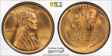 1909 1C Lincoln MS65RD