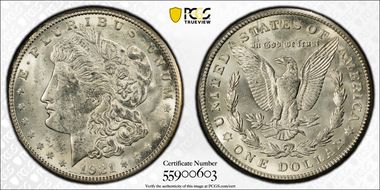 1921-S $1 VAM 6B, Filled S MS63