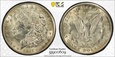 1921-S $1 VAM 6B, Filled S MS63