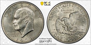 1972-S $1 Silver AU58
