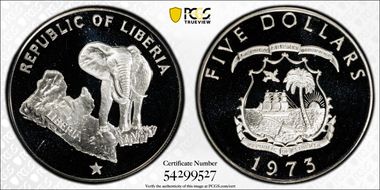 1973 $5 Elephant PR69DCAM