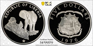 1976 $5 Elephant PR69DCAM