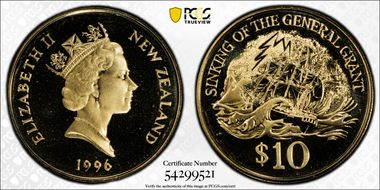 1996 $10 Sinking of General Grant AlBr MS69