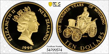 1998 $10 Karl Benz - Gilt Century of Motoring PR69DCAM