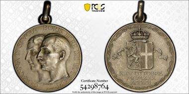 1930 Medal Denkov-959 Ag Matte Boris Marriage 30mm MS63
