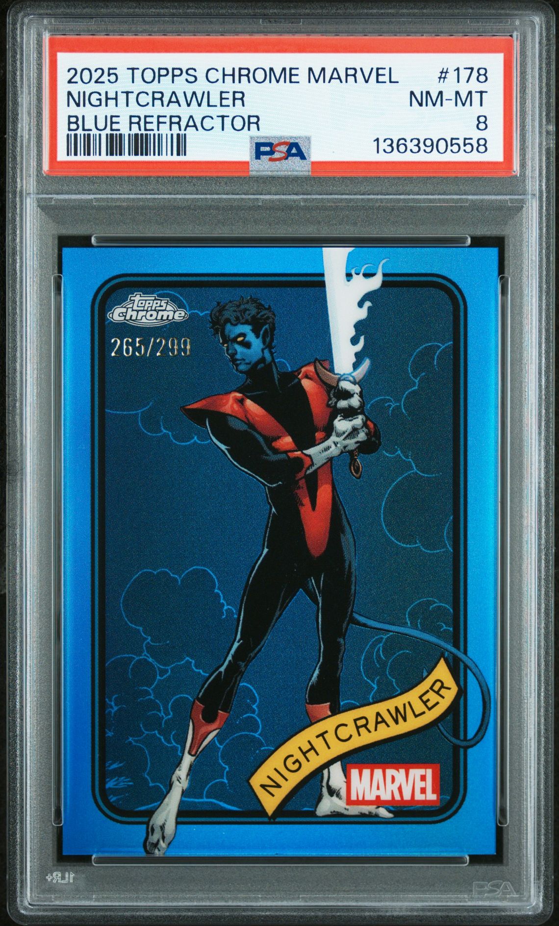 2025 Topps TOPPS CHROME MARVEL BLUE REFRACTOR #178 Nightcrawler front