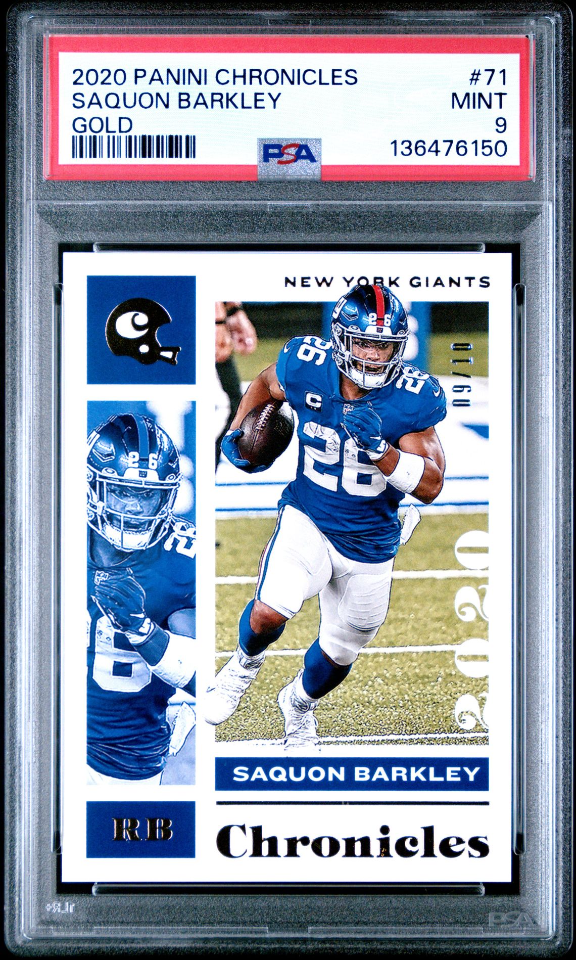 2020 Panini PANINI CHRONICLES GOLD #71 Saquon Barkley front
