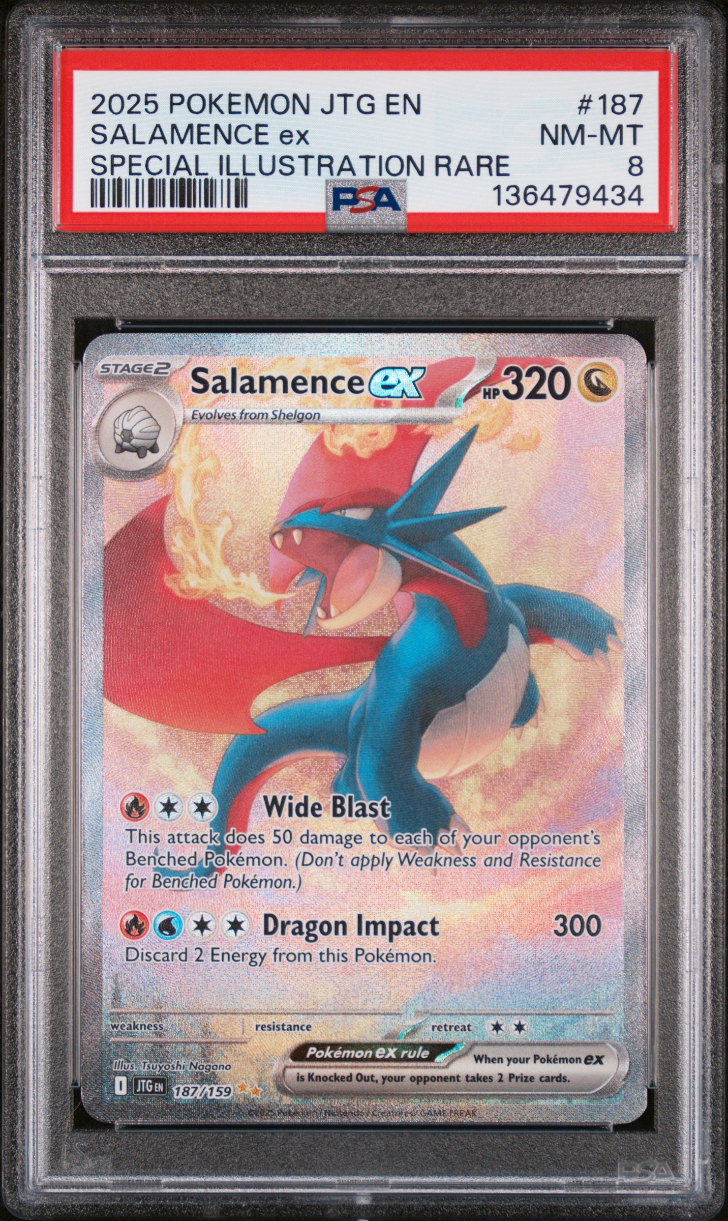 2025 #187 Salamence EX PSA 8 Jtg EN-Journey Together