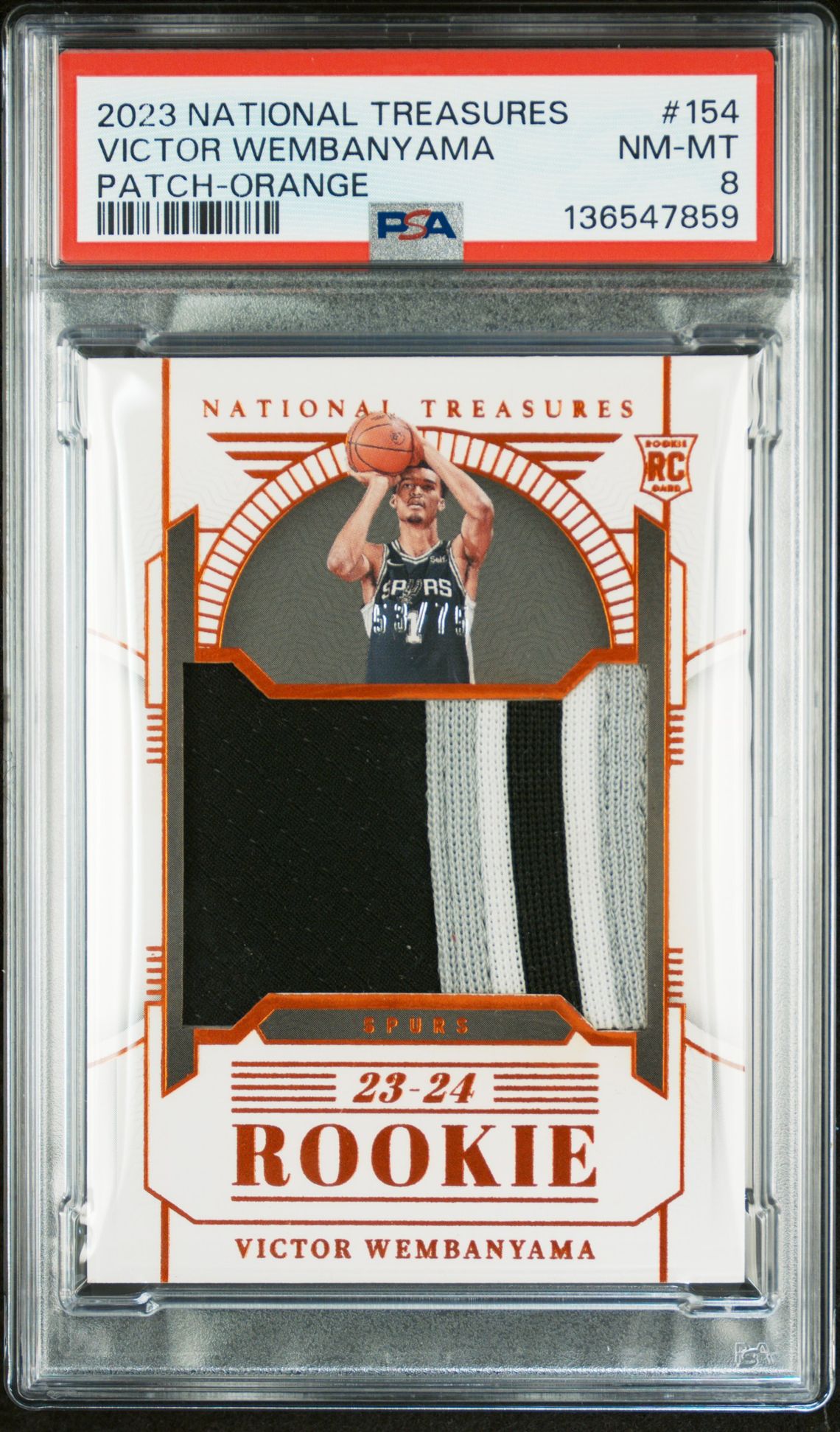 2023 Panini PANINI NATIONAL TREASURES PATCH-ORANGE #154 Victor Wembanyama front