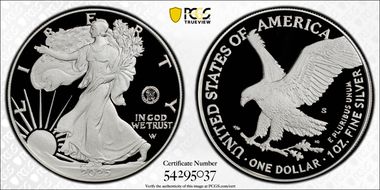 2025-S $1 Silver Eagle w/ U.S. Navy Privy 250th Anniversary First Strike PR70DCAM