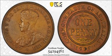 1929 (m) 1D Indian obverse MS62BN