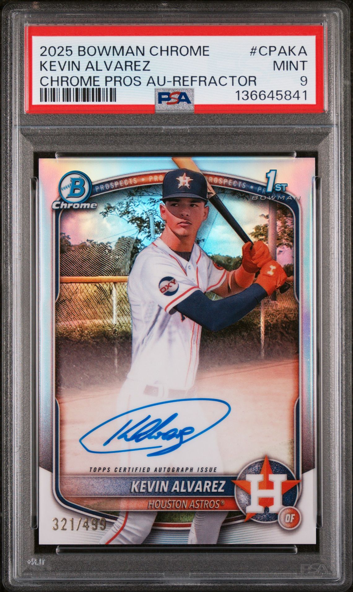 2025 Bowman BOWMAN CHROME PROSPECT AUTOGRAPHS CHROME PROS AU-REFRACTOR #CPAKA Kevin Alvarez front