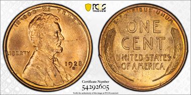 1928-S 1C MS65+ RD