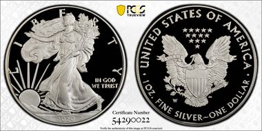 2020-W  $1 Silver Eagle PR70DCAM