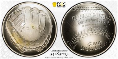 2014-P $1 Baseball Hall of Fame MS70