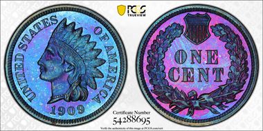 1909 1C Indian PR65BN