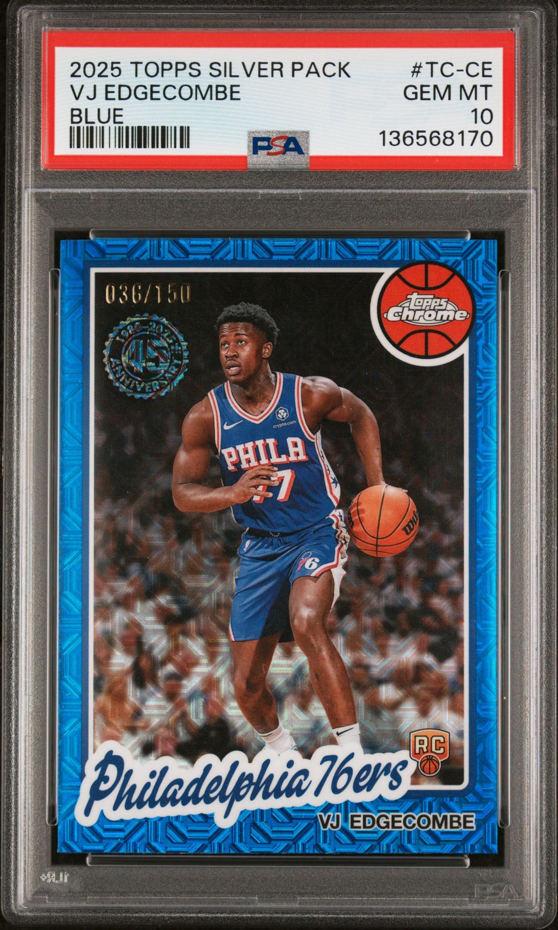 2025 Topps TOPPS SILVER PACK 1980-81 TOPPS CHROME BASKETBALL BLUE #TC-CE Vj Edgecombe front