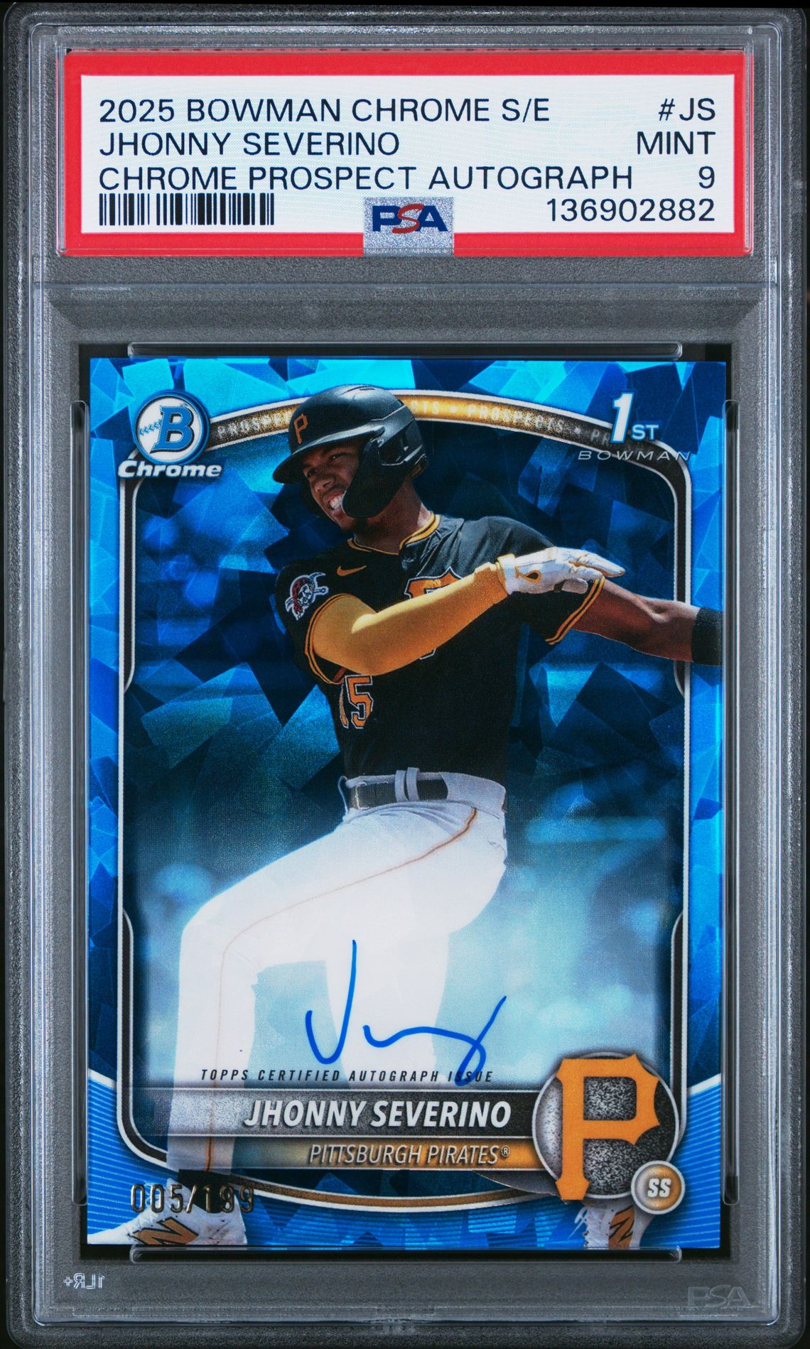 2025 Bowman Chrome BOWMAN CHROME SAPPHIRE EDITION CHROME PROSPECTS AUTOGRAPHS #JS Jhonny Severino front